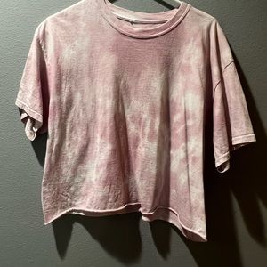 Pink tie die cropped tee